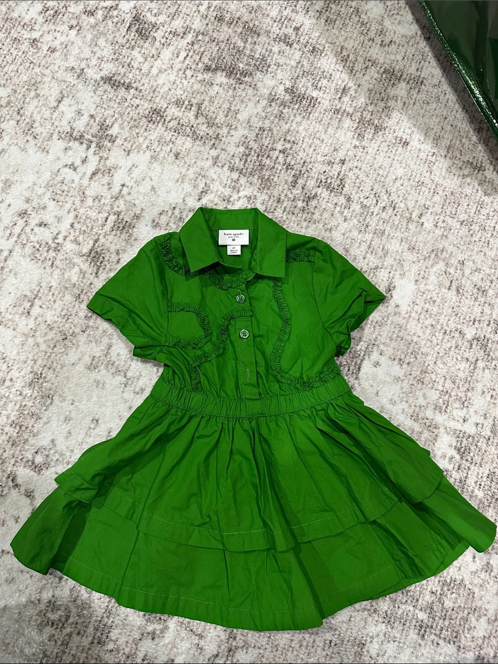 kate spade Bright Green Shirtdress with Ruffle Trim